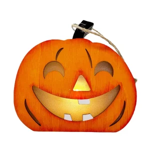 Halloween Wooden Pumpkin Hanging Ornaments with Lighting Creative Decorative Indoor Decorations for Holiday Atmosphere