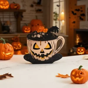 Halloween Wooden Pumpkin Shaped Tabletop Decorations Home Party Decorations Ghost Festival Photography Props Indoor