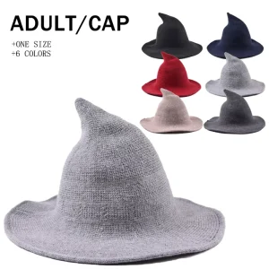 Halloween Wool Witch Hat Foldable Costume Party Cap Female and Male Knitted Woolen Fisherman Party Decor Festival Witch Hat