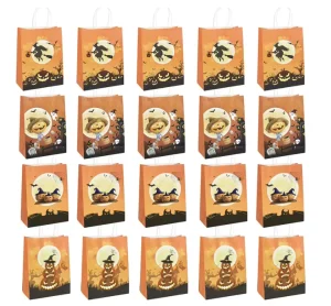Halloween gift candies paper bag Food Takeaway Grocery Shopping take out Packaging Brown Kraft Paper Bag With Handles