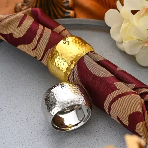 Hammered Metal Napkin Rings Gold Silver Napkin Holder Bands for Wedding Reception Banquet Dinner Party Table Decor