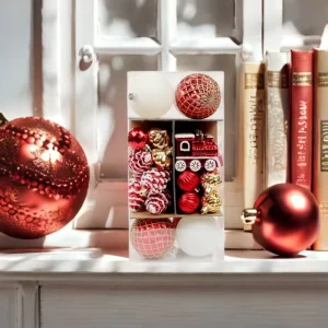 Hand-Drawn Christmas Ball Ornament Set, 54-Pack