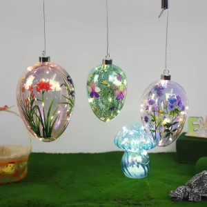 Hand-Painted Glass Easter Eggs with LED Lights