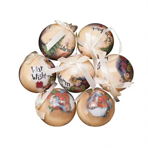 Hand Painted Plated Plastic Christmas Ball Tree Ornaments 14 Per Box Model 75-006
