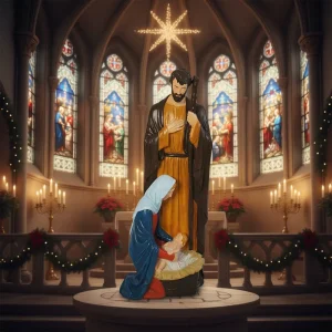 Hand Painted Resin Holy Family Nativity Statue with Mary and Baby Jesus for Christmas and Religious Decor