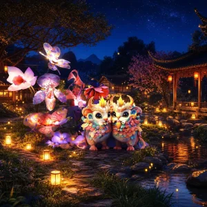 Hand custom flower sea lantern sets night bright lights for tourism scenic gates shopping streets