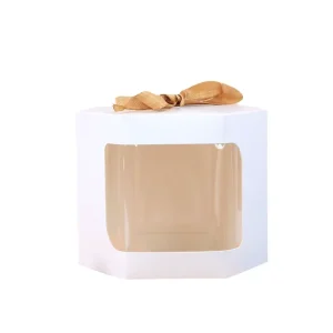 Hand-held Gift Box Transparent Window Holiday Packaging Hexagonal Kraft Paper Bag