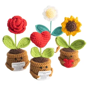 Hand knitted Big Potted Yarn Crocheted Plant Decor Positively Encouraging Small Plant Weaving Bouquets Cotton Eco Friendly