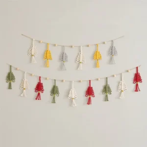 Hand woven Christmas Garland Decorations for Tree Arrangements Wall Hangings and Minimalist Home Accent Wall Decor