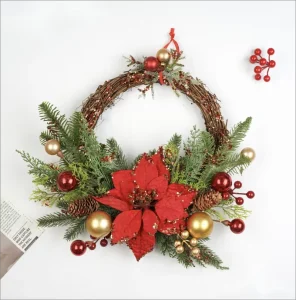 Handcrafted Christmas Wreath with Mixed Greenery Pinecones and Seasonal Accents for Front Door Holiday Decoration