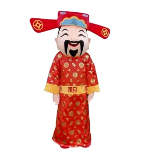Handcrafted Cotton God of Wealth Fortune Mascot Costume for Party Customized Color Adult Men