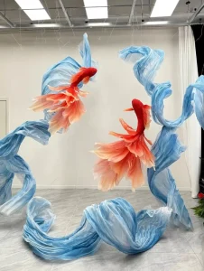 Handcrafted Elegant Vintage Modern Eco Friendly Giant Organza Koi Fish Artificial Wedding Event Hanging Decorations Party Window