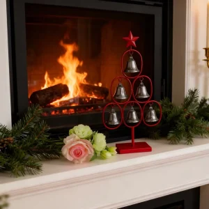 Handicraft Metal Art Deco Vertical Pattern Seasonal Tree Shape Ring Ball Projection Christmas Indoor Outdoor Table Top Decor