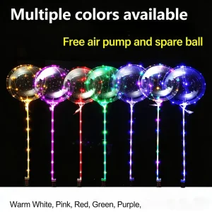 Handle LED Bubble Balls Balloon Transparent Wedding Bobo Balloons Birthday Party Decorations Kids Christmas Toys Light Balloon