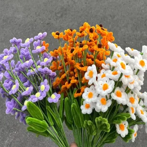 Handmade Artificial Pipe Cleaner Flowers Modern Twist Stick Little Daisies Bouquet for Wedding Valentine’s Day Home