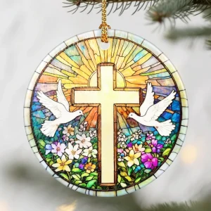 Handmade Ceramic Cross Christmas Ornaments Catholic Christian Gifts Eco friendly Religious Shape 6 Colors Festival Tree
