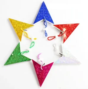 Handmade Christmas Happy Birthday Wedding Festival Party and Shopping Mall Promotion Five-pointed Paper Star Hanging Decoration