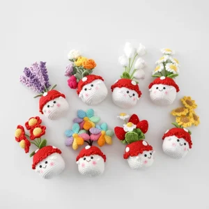 Handmade Crochet Mushroom Flower Pot Decor in Cute Kawaii Cottagecore Mushroom Design for Mother’S Day and Teacher Appreciation