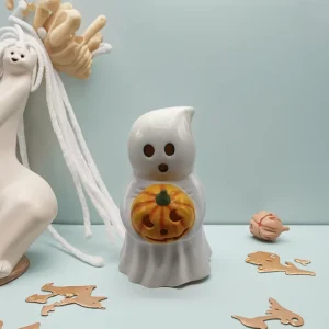 Handmade Cute Ghost Shaped Ceramic Decorative Items for Halloween Children’s Toys Daily Home Use for Thanksgiving Mother’s Day