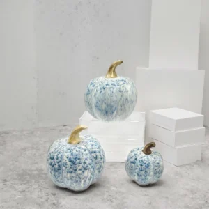 Handmade Delicate Ceramic Pumpkin Decorations Cartoon Style with Embossed Graphics for Easter Halloween Christmas Home Decor