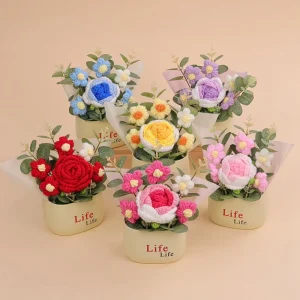 Handmade Eco-Friendly High Quality Galsang Rose Puff Gift Crochet Finished Christmas Graduation Halloween Easter