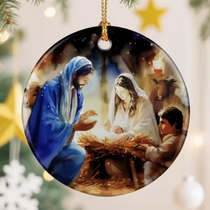 Handmade Eco-friendly Ceramic Nativity Scene Christmas Ornaments 6 Colors Home Religious Festival Decorations Gifts
