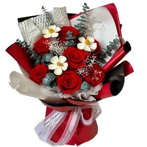 Handmade Eternal Roses Bouquet Everlasting Immortal Flower Preserved Flowers Bouquet for Valentines Day Gift