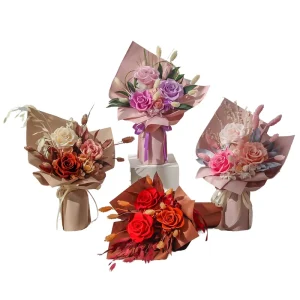 Handmade Everlasting Immortal Roses Bouquet Natural Real Preserved Flowers for Valentine’s Day Mother’s Day Graduation