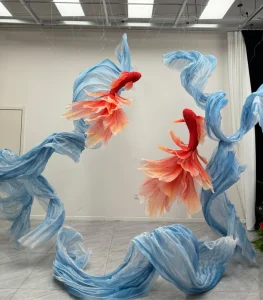Handmade Giant Goldfish and Ocean Waves Interior Decoration Design Event Decoration