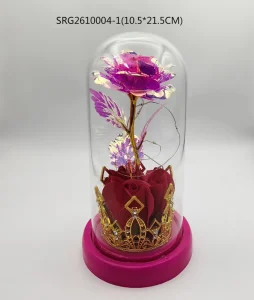 Handmade Glass LED Ornaments with Flowers for Wedding Decoration and Home Decoration