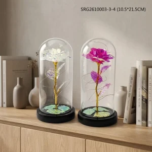 Handmade Glass Led Ornaments with Flowers Balloons for Wedding Decoration and Home Decoration