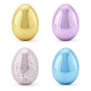 Handmade Glittery Glass Easter Egg Ornament for Christmas New Year Holiday Decor Durable Home Display Centerpiece