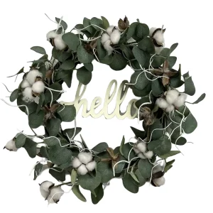 Handmade Green Round Eucalyptus Wreath Fresh Floral Accent Christmas Decorative for Home Garden Weddings