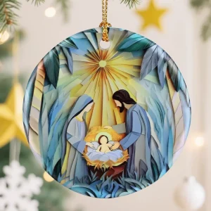 Handmade High Quality Glass Nativity Scene Christmas Ornaments Home Decorations Religious Festival Decorations Gifts for