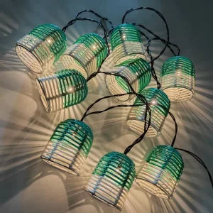 Handmade IP44 Creative Festival Decorative Light String Battery Powered Customizable Colors Plastic Rattan Pendants Christmas