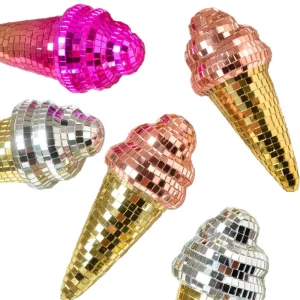 Handmade Inlaid Glass Disco Ball Colorful Ice Cream Ornaments Home Decoration Birthday Party Christmas