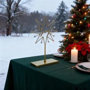 Handmade Metal Art Deco Vertical Christmas Table Ornament Seasonal Decor for Living Room Home