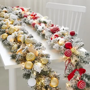 Handmade Modern Eco Friendly Christmas Festive Flocked Ribbon Wreath Decorations Rattan Accessories for Hotel Shopping Mall