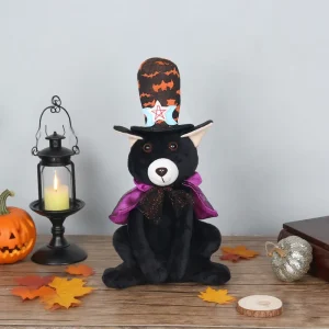 Handmade New Arrival 35CM Black Velvet Sitting Cat Plush Toy Animal Durable Hot Selling Child Halloween Party Decorations Ningbo