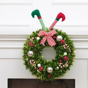 Handmade PET Christmas Wreath Metallic Garland Festive Atmosphere Decoration Christmas Scene Arrangement Playful Cute Style