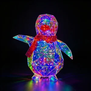 Handmade PET Iridescent 3D Penguin LED Lights RGB USB Powered Electric Modern Home Decor Christmas Winter Night