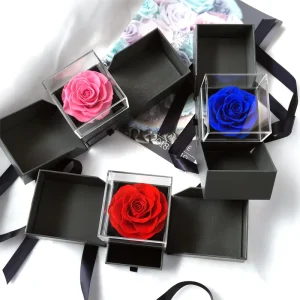 Handmade Preserved Real Red Flower Storage Box for Valentine’s Day and Anniversary Gifts