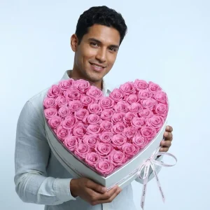 Handmade Preserved Rose Heart-Shaped Gift Box for Valentine’s Day and Graduation
