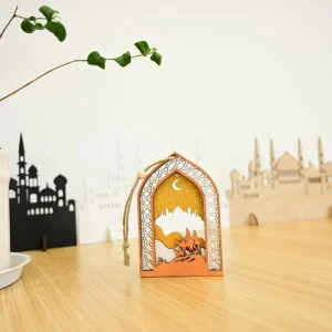 Handmade Religious Pendant Wooden Holiday Hanging Decoration For Ramadan Gift For Home Decoration