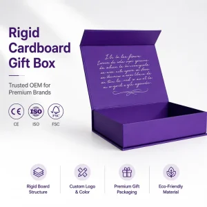 Handmade Rigid Gift Box Recycled Materials Sponge Lining Custom Logo Magnetic Closure Foldable Design