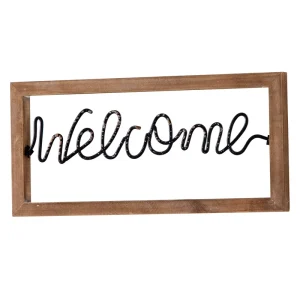 Handmade Table Decoration Welcome Letters Freestanding Rustic Wooden Sign Wooden Frame Iron Letters Wall Decor Signs