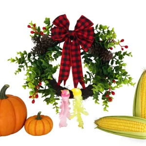 Handmade Thanksgiving Christmas Autumn Small Bird Wreath Tail Feathers Double Bowknot European Style Plastic