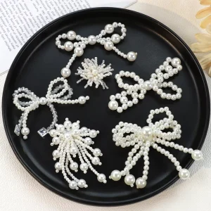 Handwoven Imitation Pearl Bow Decoration Gift Party Supplies Pearl Bow Decoration for Packaging