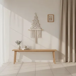 Handwoven Solid Wood Christmas Tree Wall Hanging Geometric Abstraction 30x60cm Rural Countryside Design for Indoor Home Decor