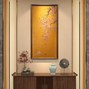 Hanging Brass Still Life Movable Handmade Wall Art New Chinese Style Birthday Wedding Decor for Corridors Entrances Foyer Living